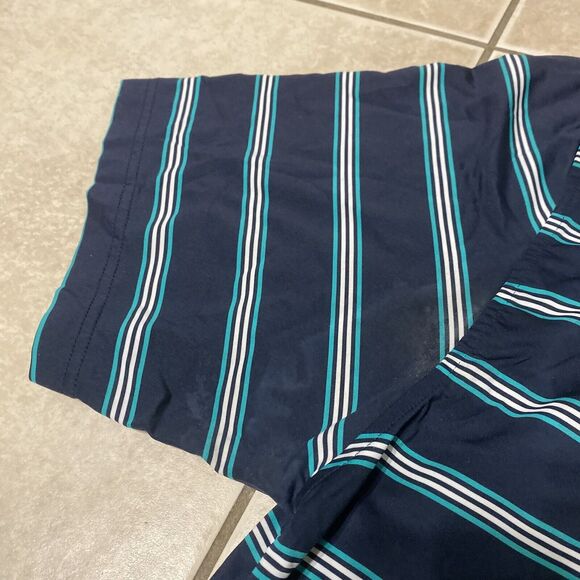 FootJoy Performance Men's Medium Golf Polo Short Sleeve Blue White Striped Shirt - Picture 4 of 5